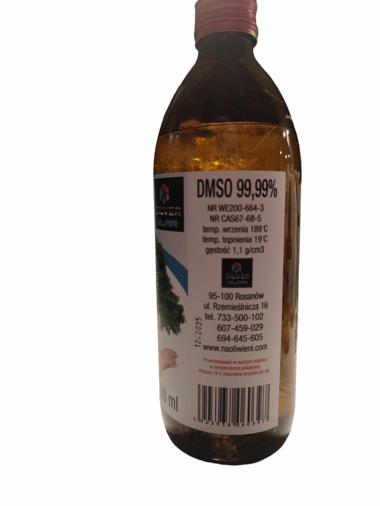 DMSO szklana butelka 500 ml czystość 99,99%