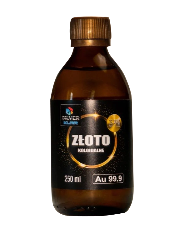 złoto koloidalne 250 ml 25 ppm szklana butelka